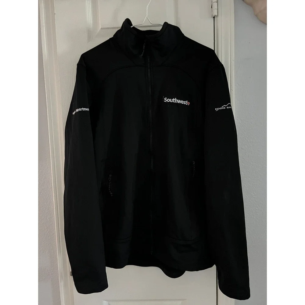 Eddie‎ Bauer Southwest Jacket Mens Large Full Zip Softshell Micro Fleece Black